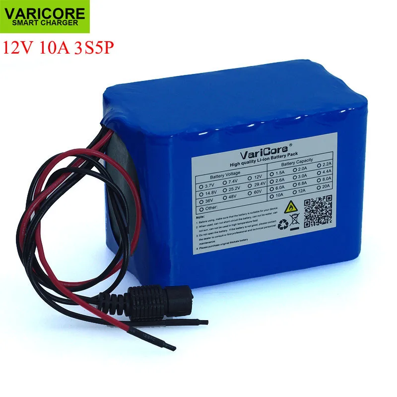 

VariCore 100% New Protection Large capacity 12 V 10Ah 18650 lithium Rechargeable battery pack 12v 10000 mAh capacity with BMS
