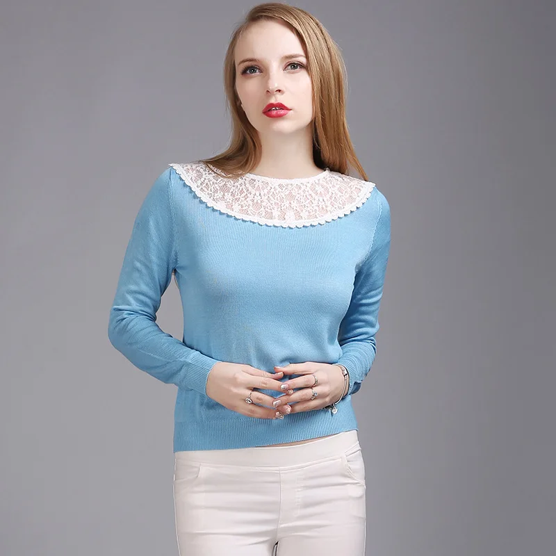 Радость Душу Населения Европейский Свитер 2017 Трикотажные Кружева Твердые