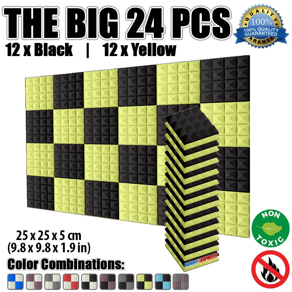 

Arrowzoom Pyramid Acoustic Studio Foam Tile Panel 25 x 25 x 5 cm (9.8 x 9.8 x 1.9 in) 24 pcs Bundle 5 Color Combinations KK1034