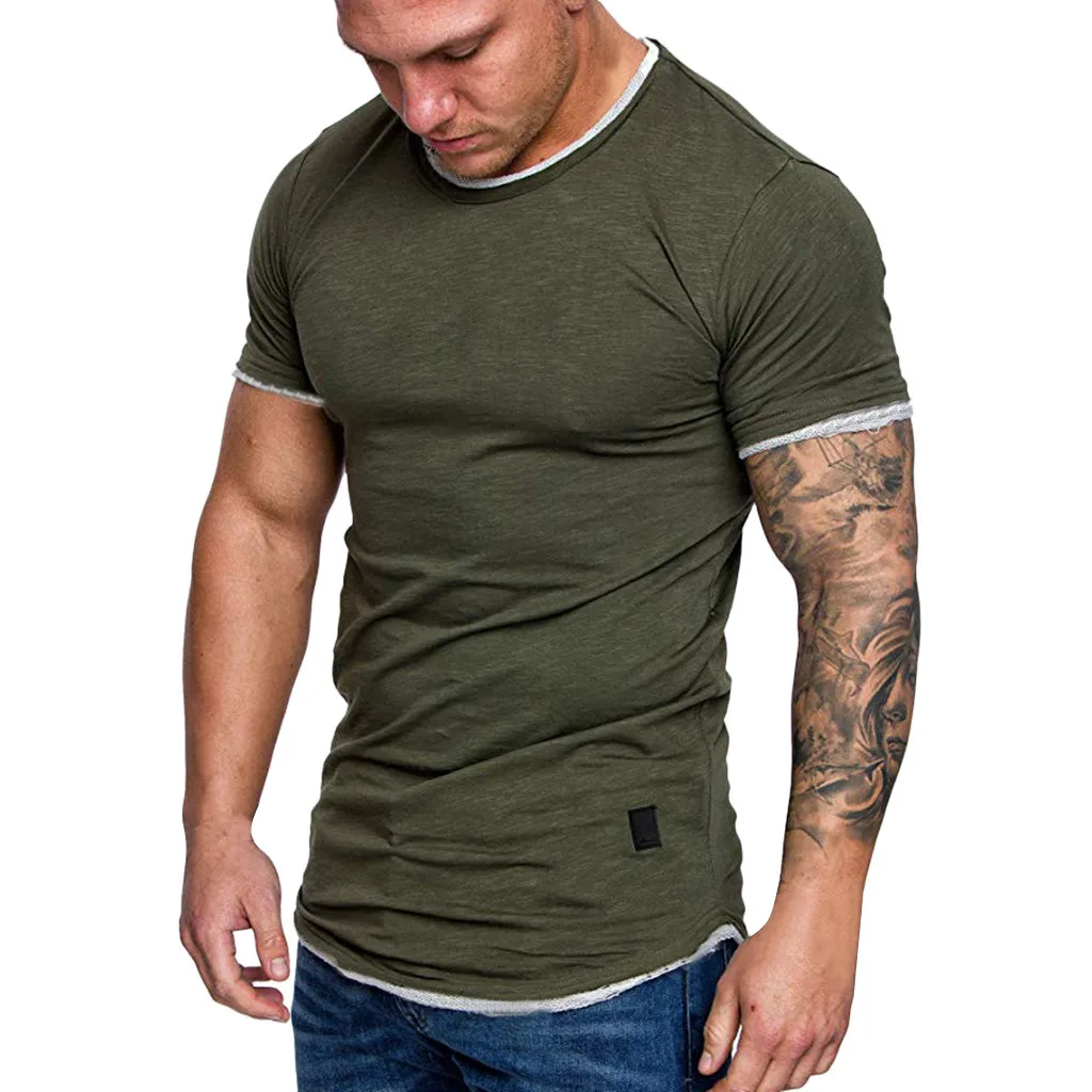 Мужская футболка 2019 модная повседневная Однотонная с буквенным принтом и