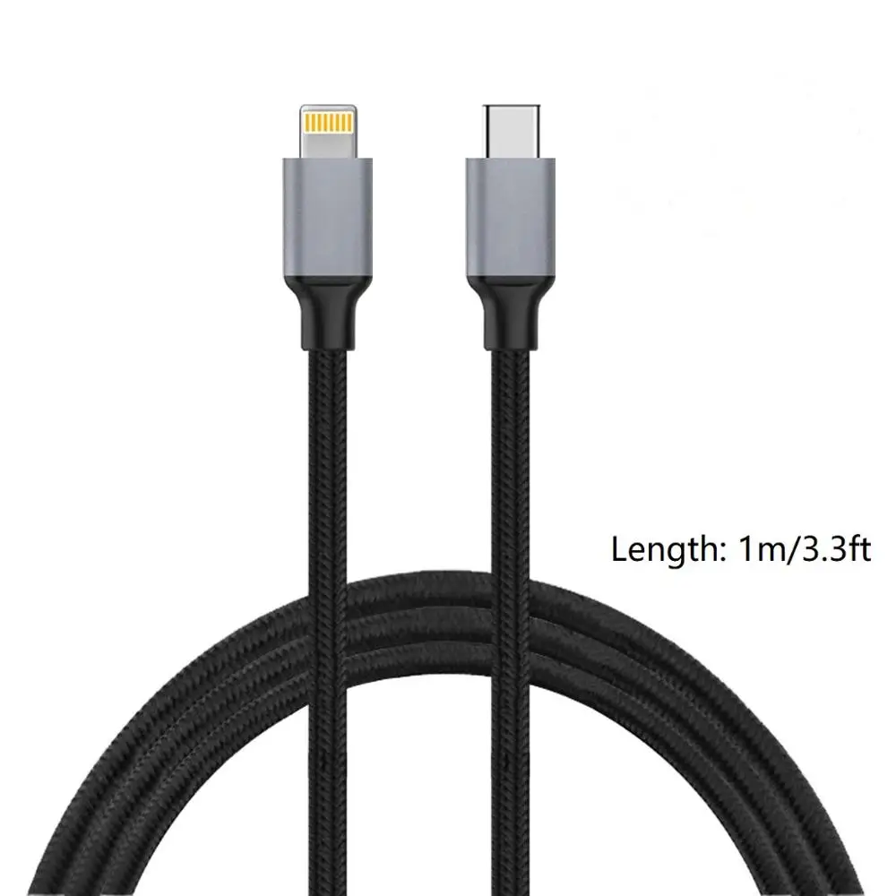 Короткие Длинные Lightning PD Быстрая зарядка type-C к iPhone кабель Lightning, Lightning к USB C кабель для iPhone X/8 Plus 18 Вт - Цвет: Black 1m 3.3ft