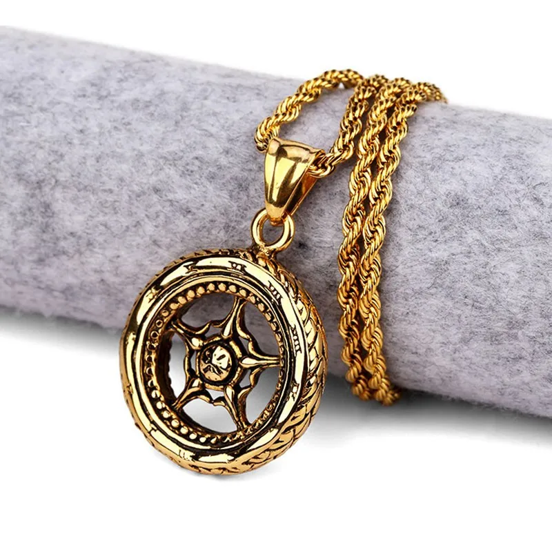 Хип-хоп/Рок подвеска в виде шины ожерелье для мужчин ювелирные изделия модный