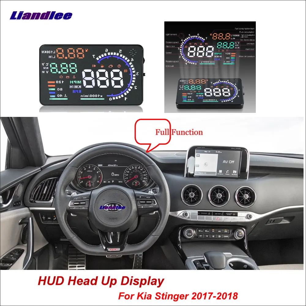 

Liandlee Car Head Up Display HUD For Kia Stinger 2017-2018 Safe Driving Screen OBD II Speedometer Projector Windshield