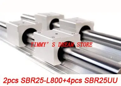 

Free Shipping 2pcs SBR25-800mm Linear Bearing Rails + 4pcs SBR25UU Bearing Locks CNC X Y Z