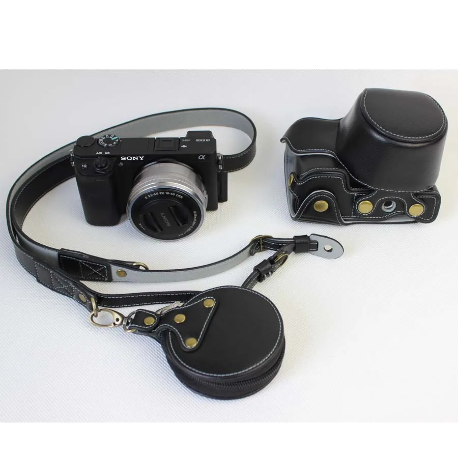 Роскошный Фабричный чехол для камеры из натуральной кожи с ремешком sony Alpha A6000 A6300