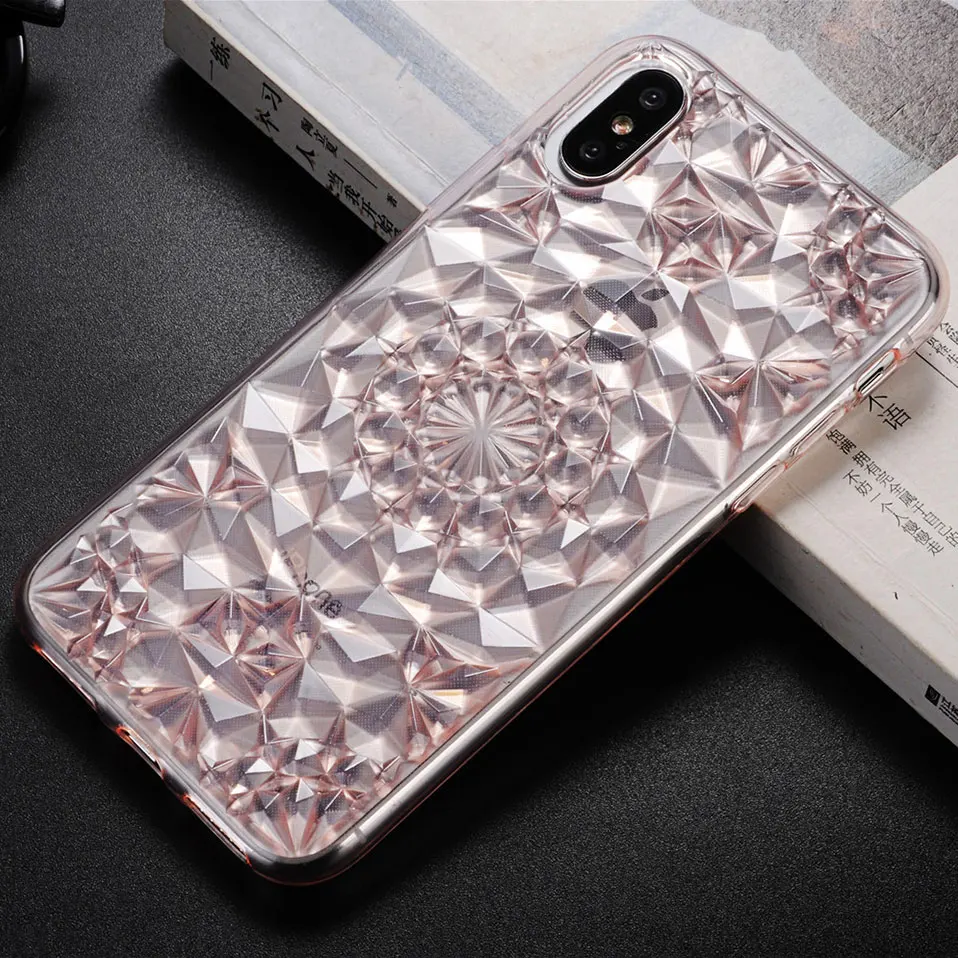 Мода Кристалл задняя крышка силиконовый чехол для iPhone x 6 6s плюс чехлы телефонов 5