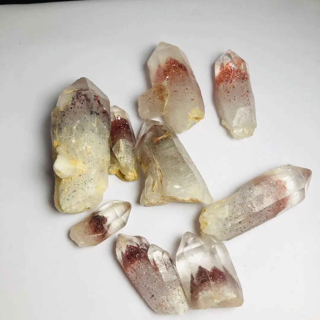 Натуральный случайный сырой крови фантомный кварц Клубника Кристалл Грубый