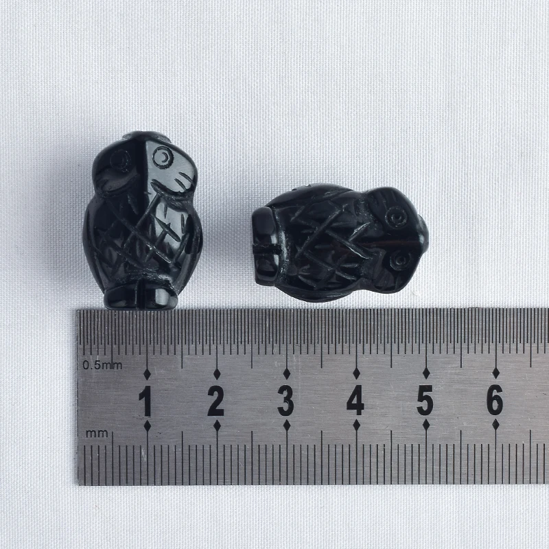 2 шт. фигурки Совы черного обсидиана миниатюрные животные резные 1 дюйм статуя для