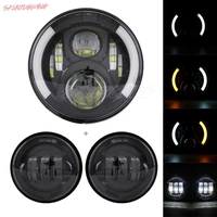 1 set 7 inch led headlight drl yellow turn signal light match auxiliary 4 5 fog light for motorcycle
