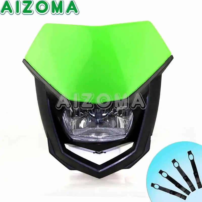 Green Двойной спортивный мотоцикл универсальная фара обтекатель комплект для Kawasaki Yamaha Suzuki KTM Honda CRF XLR CRE XRM внедорожный мотокросс - Цвет: Green