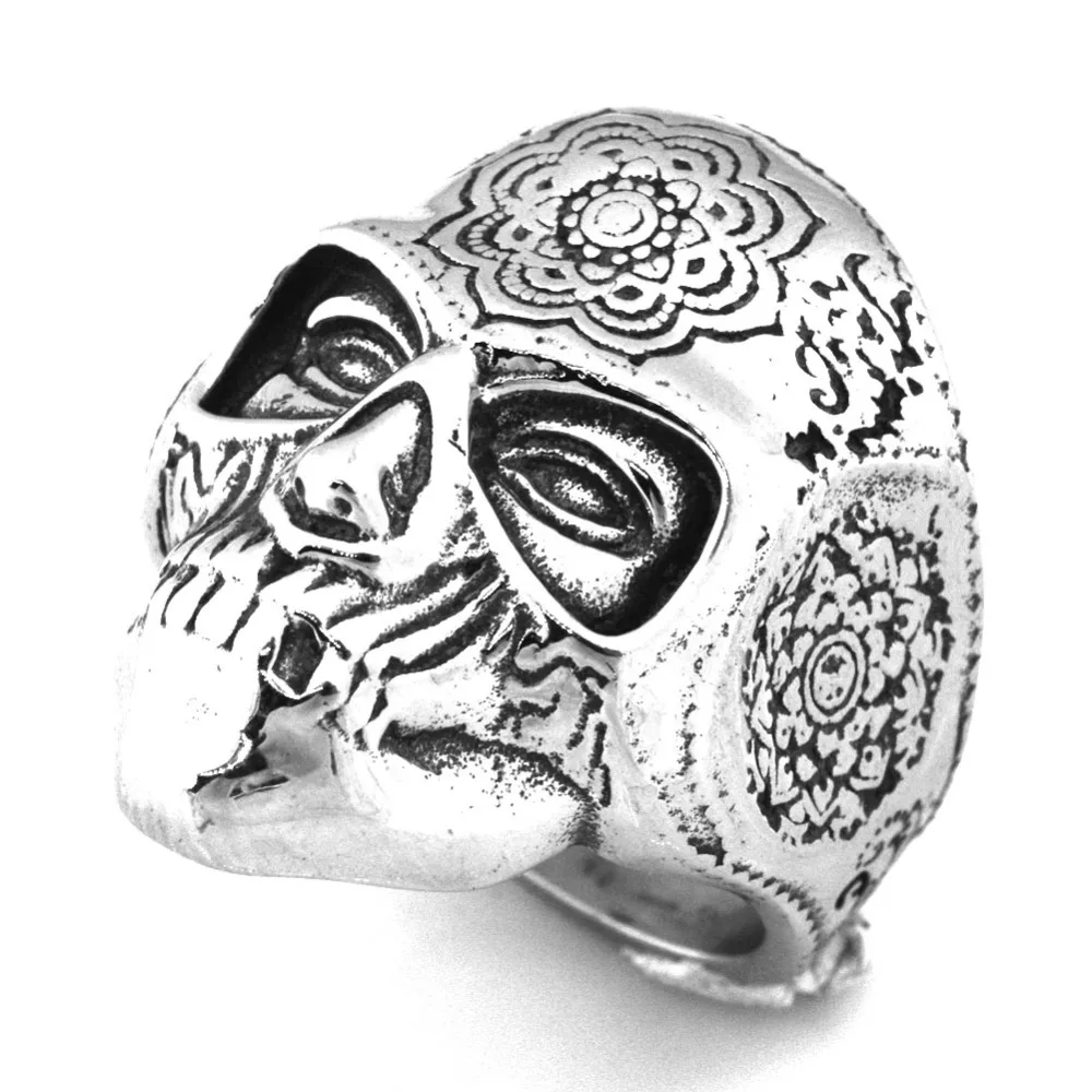 FANSSTEEL Нержавеющая Сталь Ювелирные изделия Подсолнух шлем Череп кольцо