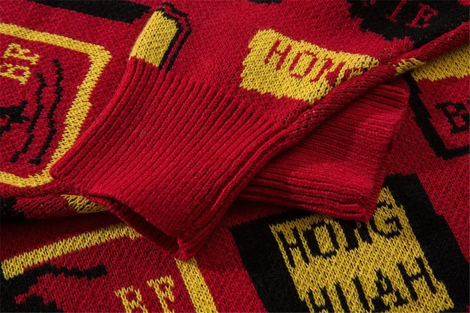 Харадзюку Ретро вязаные свитера для мужчин хип-хоп пуловер свитер уличная Мужская мода зима свободная уличная одежда WG347