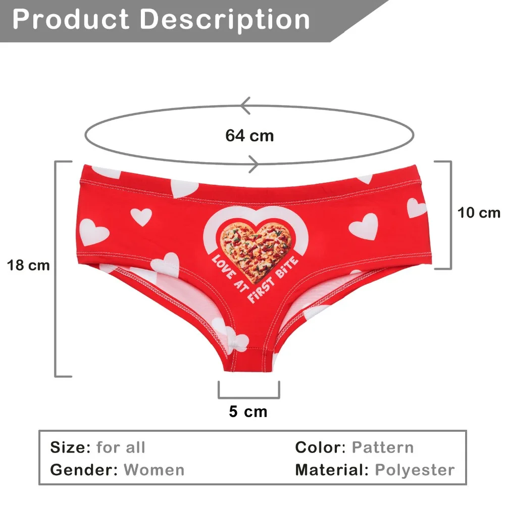 Стринги женские с 3D-принтом красные для первого укуса пицца сексуальные трусики |
