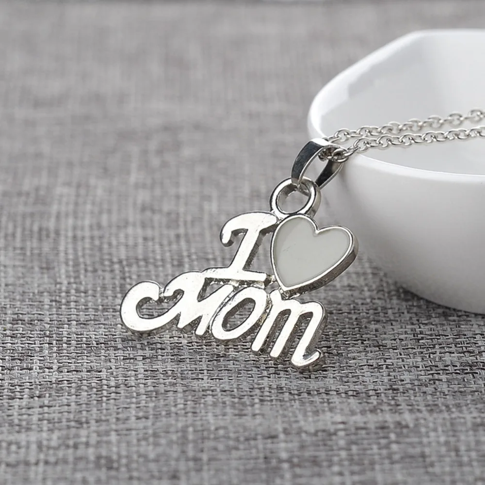 Ожерелье с надписью LOVE MOM светящееся ожерелье в форме сердца для женщин подарок