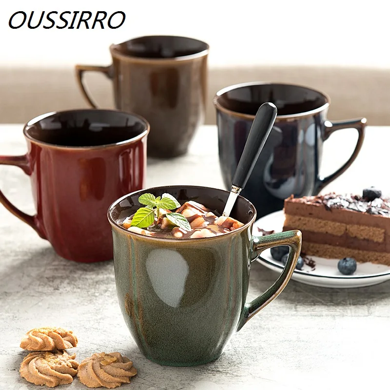 Креативная Европейская ретро керамическая кружка с ложкой для дома офиса кофе