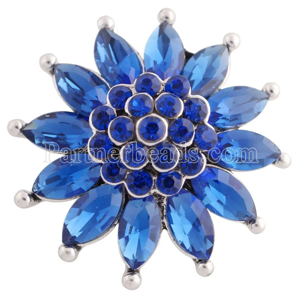 New rhinestone sun flower 20mm snap button snaps jewelry fit for bracelets&ampbangles wholesale KC8922 | Украшения и аксессуары
