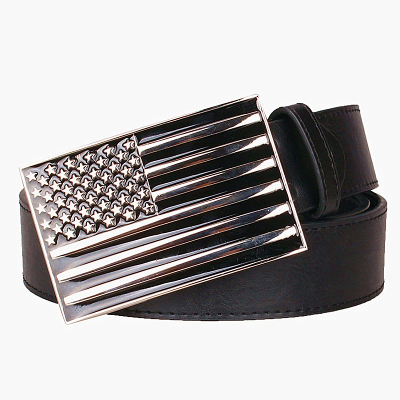 

2018 fashion men's belt flag metal American flag belt the stars and stripes belt US flag smooth buckle decorative waistband