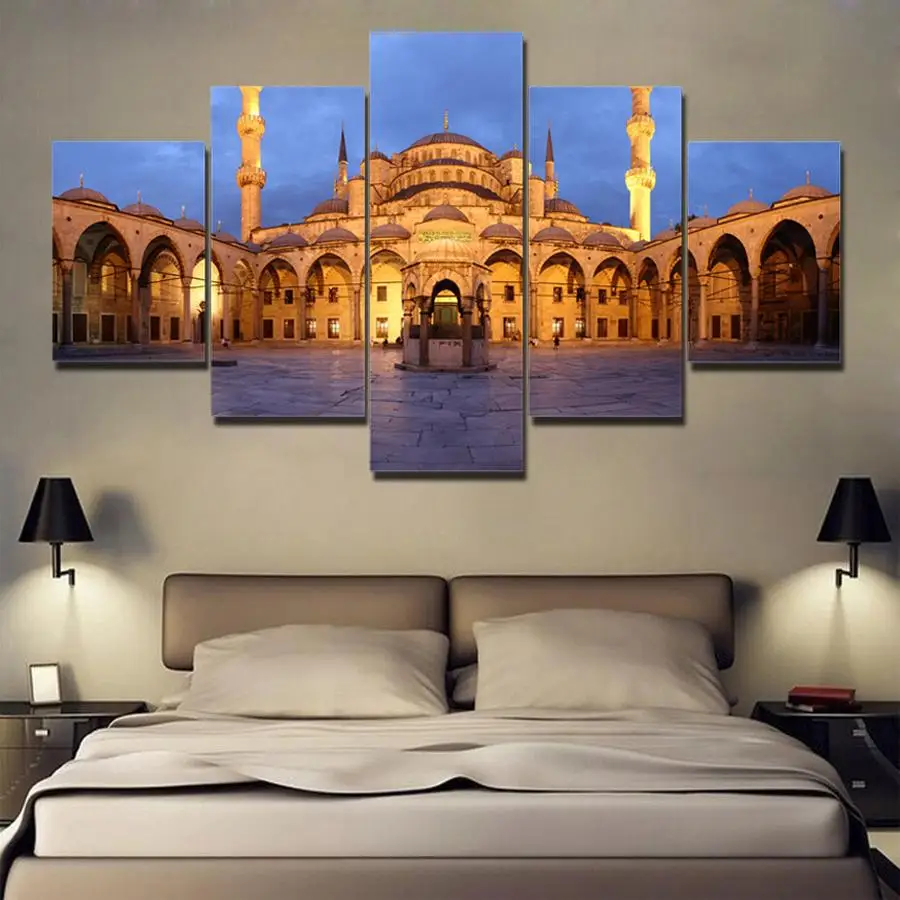 Голубой мечети плакат для дома декоративный Холст Wall Art Картина 5 шт. Султан