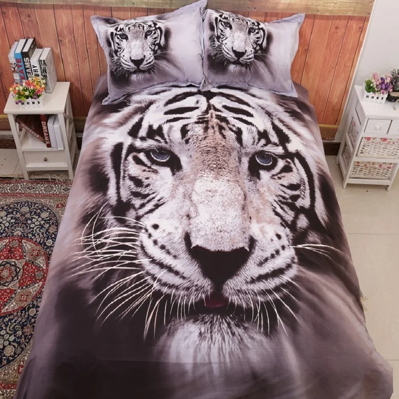 3D животных Белый Тигр Дизайн twin Король ПОЛНЫЙ двойной постельное белье pillowshams