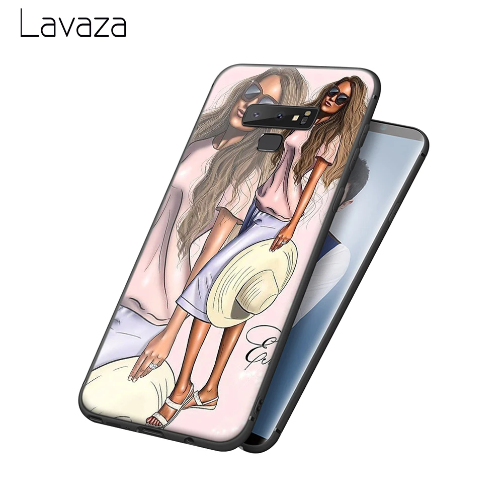 Мягкий чехол Lavaza для мамы и дочки с коричневыми волосами Galaxy A3 A5 2016 2017 A6 plus A7 A8 A9 J6
