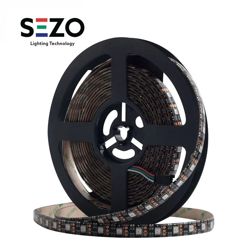 12 В WS2812B 5 м 60 светодиодов/м SK6812 умная светодиодная подсветка RGB пикселей WS2812 SK6812 IC полосы черный PCB индивидуально адресуемые светодиодные фонари 30 Вт/м