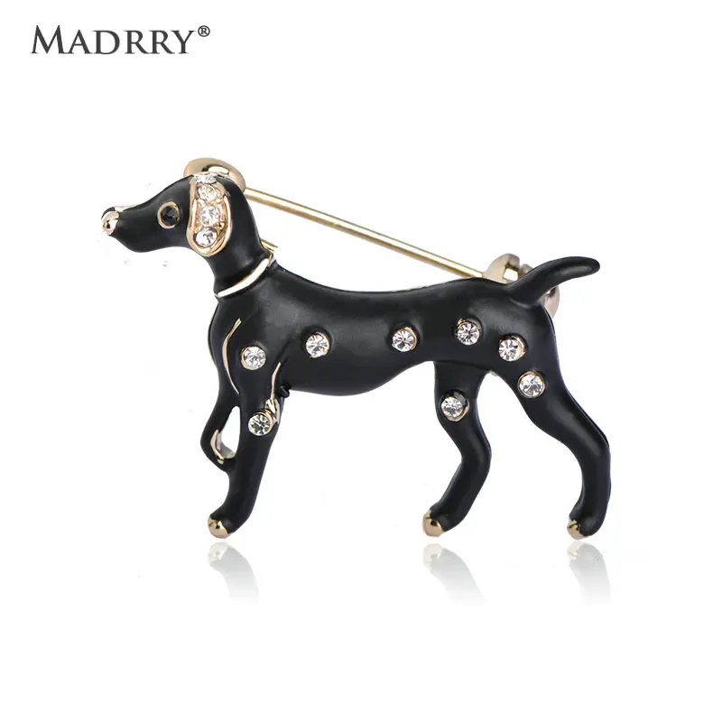 

Madrry 4 Colors Cute Dog Brooches For Women Gold-color Crystal Brooch Pins Scarf Collar Clips Decoration Broches Fashion Jewelry