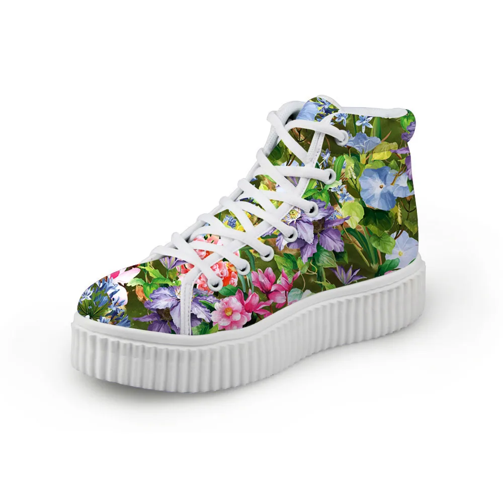 WHEREISART/Женская обувь на платформе смешанные цвета ручная роспись плоской подошве