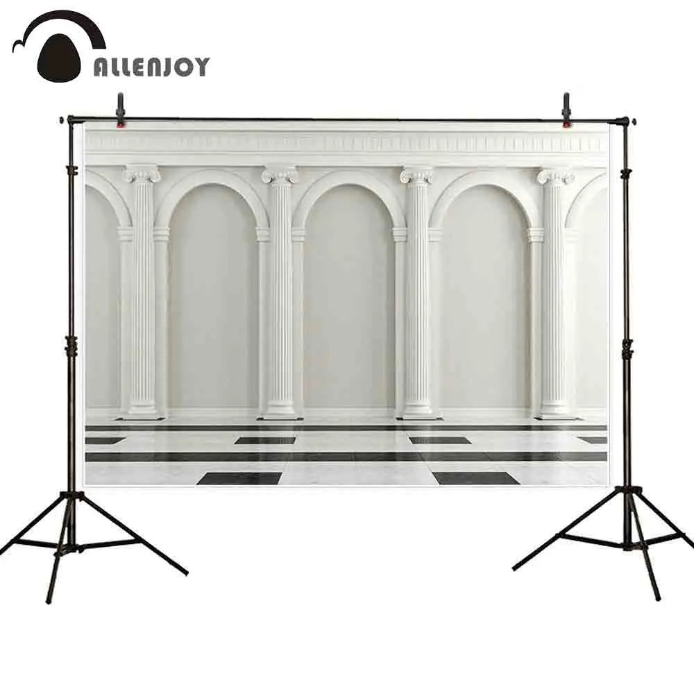 

Allenjoy Photophone photocall White luxury arched door wall black box marble floor outdoor building background for photo studio