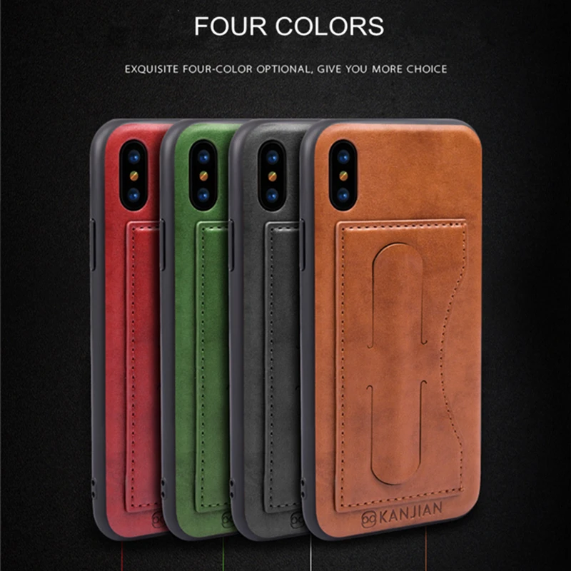 Винтажный кожаный чехол с отделением для карт iPhone X XS автомобильный Магнитный
