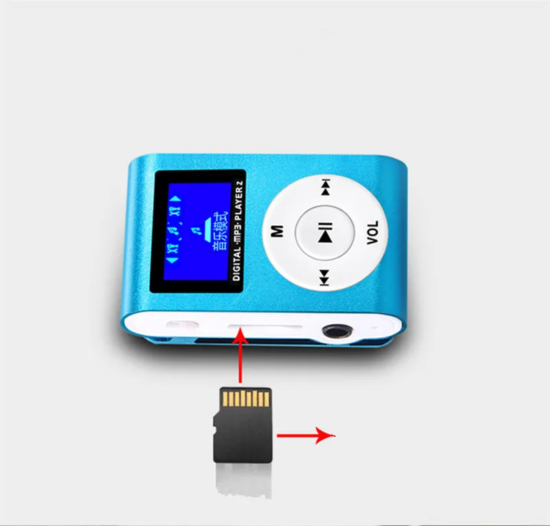 Мини MP3 плеер с зажимом и слотом для карты Micro TF/SD спортивный музыкальный + USB
