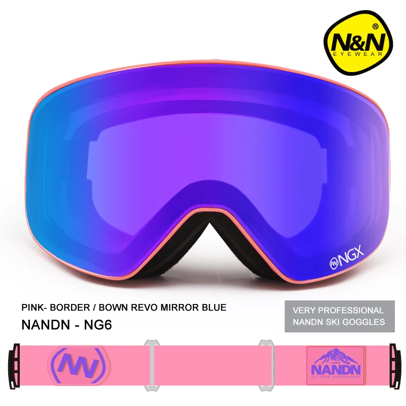 Новые брендовые лыжные очки NANDN, лыжные очки с двойной линзой UV400, незапотевающие взрослые очки для сноуборда и лыж, женские и мужские очки дл...