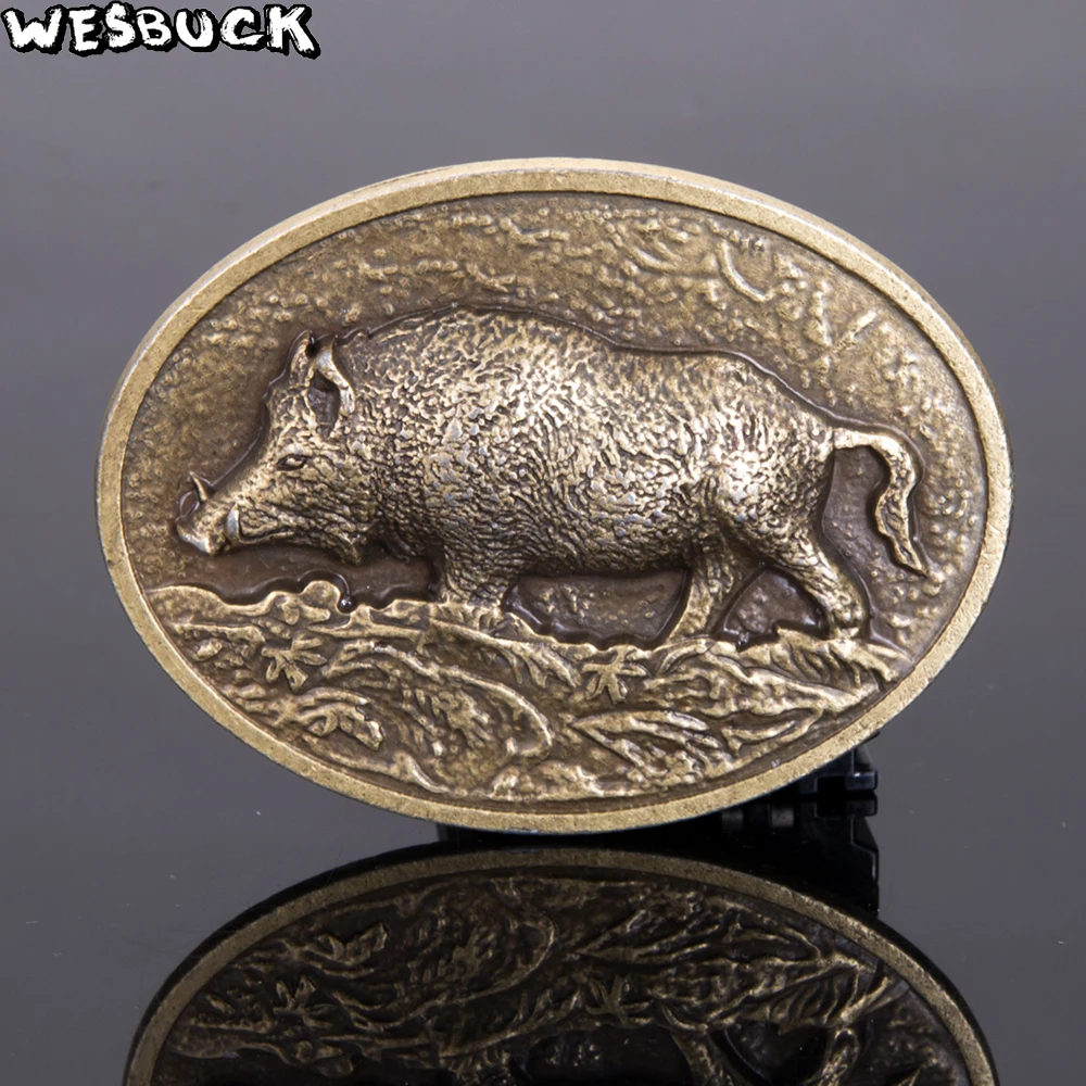 WesBuck Фирменная пряжка для ремня 8 см с рисунком дикого кабана античной
