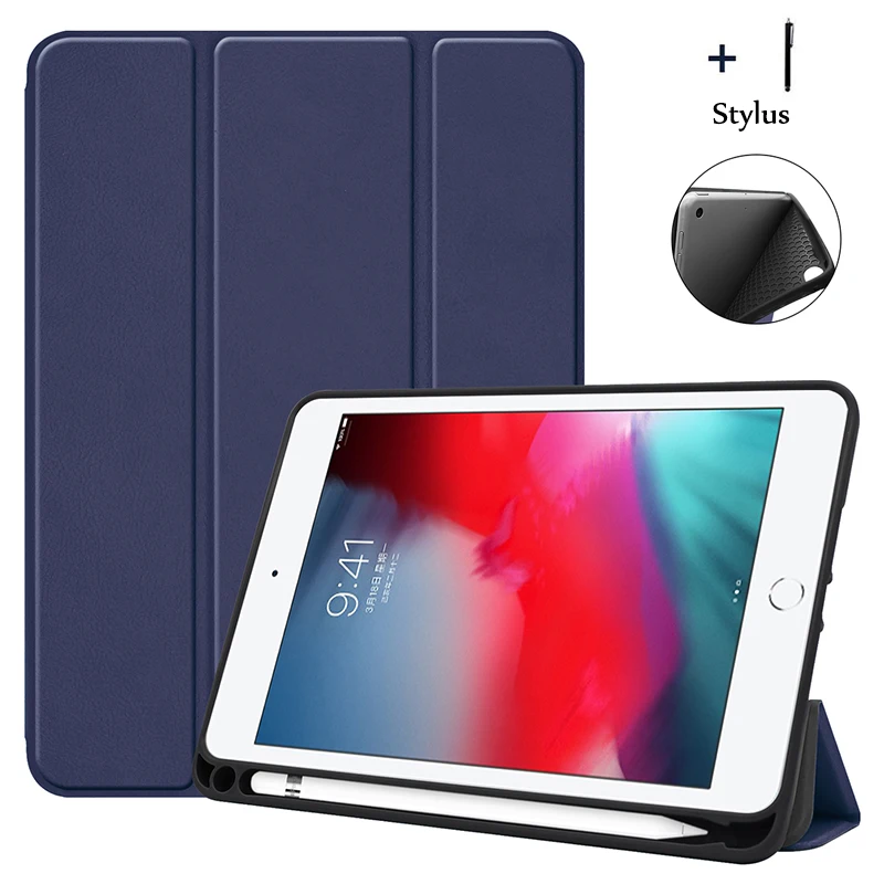 Умный чехол для iPad Mini 5 2019 4 кожаный флип с подставкой + стилус|Чехлы планшетов и