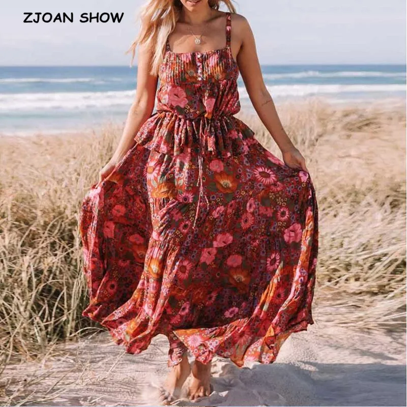 Женский топ с цветочным принтом бохо красный топик ромашками и оборками по краю