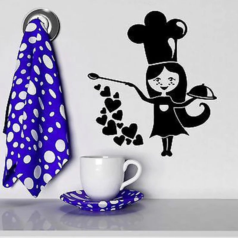 Женский шеф-повар Ресторан кухня настенные наклейки домашний Декор ПВХ