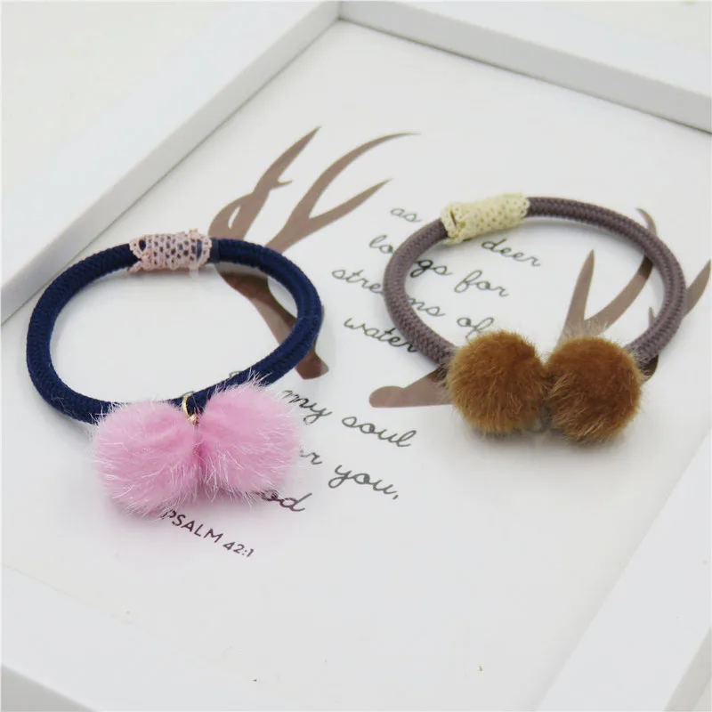 

1PCS 2 Hair Balls Rag Elastic Hair Bands Toys For Girls Handmade Bow Headband Scrunchy Kids Hair Accessories For Womens 2018