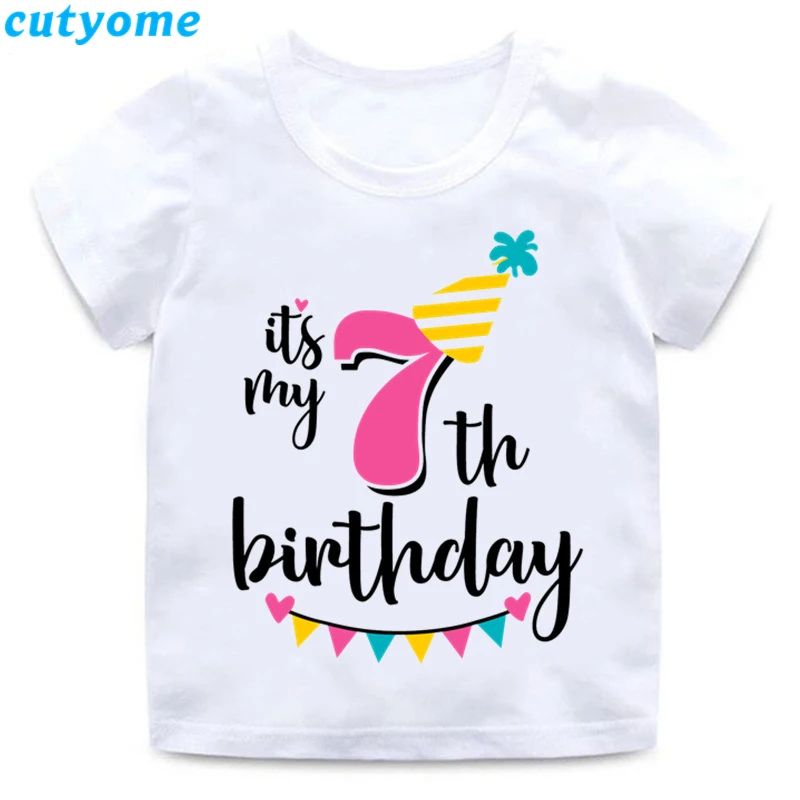 Cutyome/футболки для детского дня рождения для малышей белая одежда для мальчиков и девочек забавная Футболка с принтом цифр 1-9 подарки на день рождения, топы для детей 3, 7, 8, 9 лет