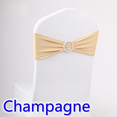 Цвет шампанского Свадебная лента на стул с бриллиантовой пряжкой для Чехлы