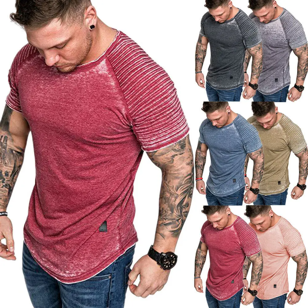 Лидер продаж Для мужчин однотонные с круглым вырезом короткий рукав Slim Fit футболки топы летние повседневные Повседневная Удобная хлопковая куртка Костюмы S-XXXL