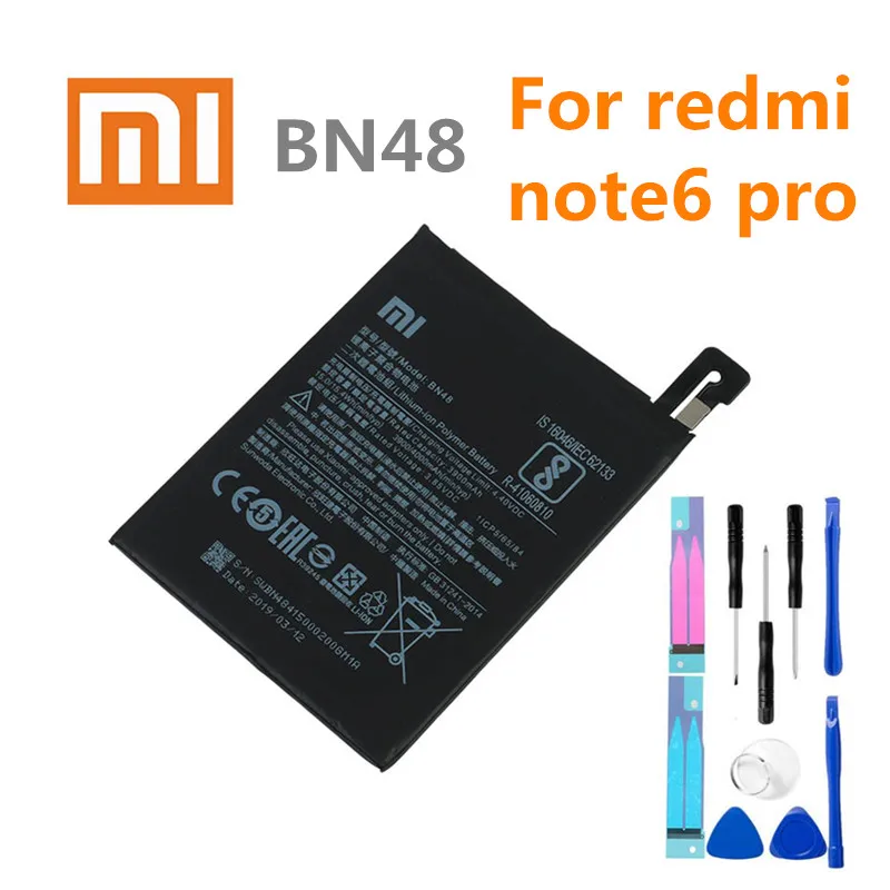 Оригинальный сменный аккумулятор Xiaomi BN48 батарея для телефона инструменты Redmi Note 6