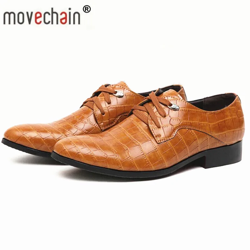 Мужские кожаные офисные туфли movechain на шнуровке мужские классические плоской