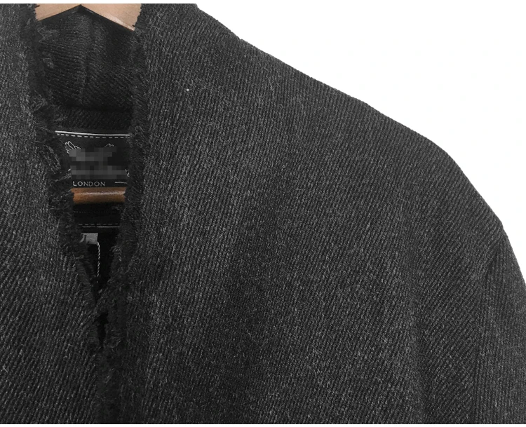 New Spring Retro Black Fur-trimmed Casual Slim Black European Style Suit for Men Stand Collar Men Suit Blazer Brand F8288