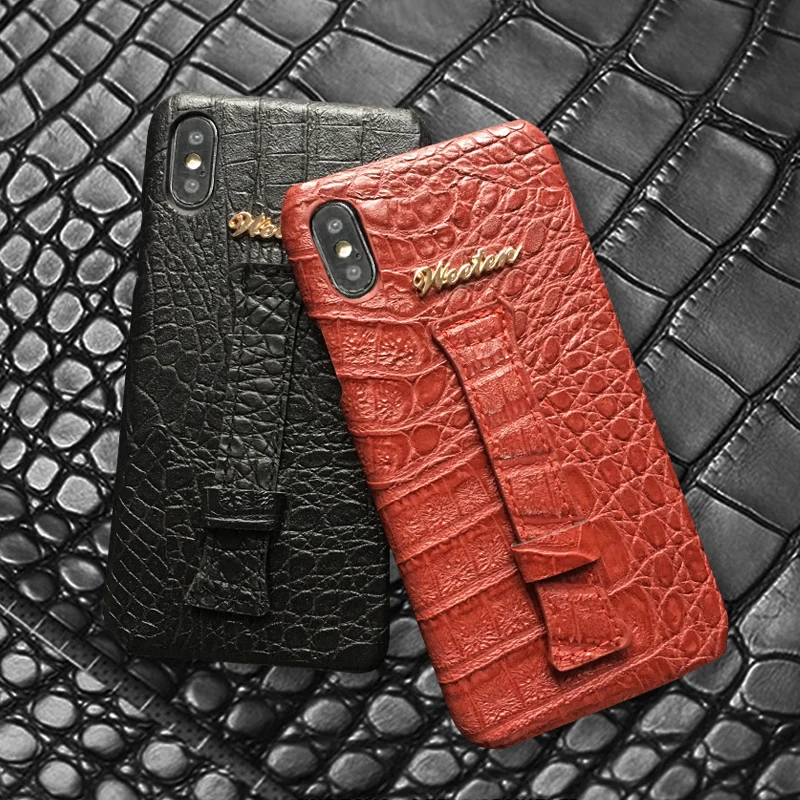 Роскошный чехол из искусственной кожи для iPhone 11 Pro Max 6s 6 7 8 Plus X XS Max XR узор из крокодиловой кожи Ремешок на руку Твердый чехол на заднюю панель чехол s