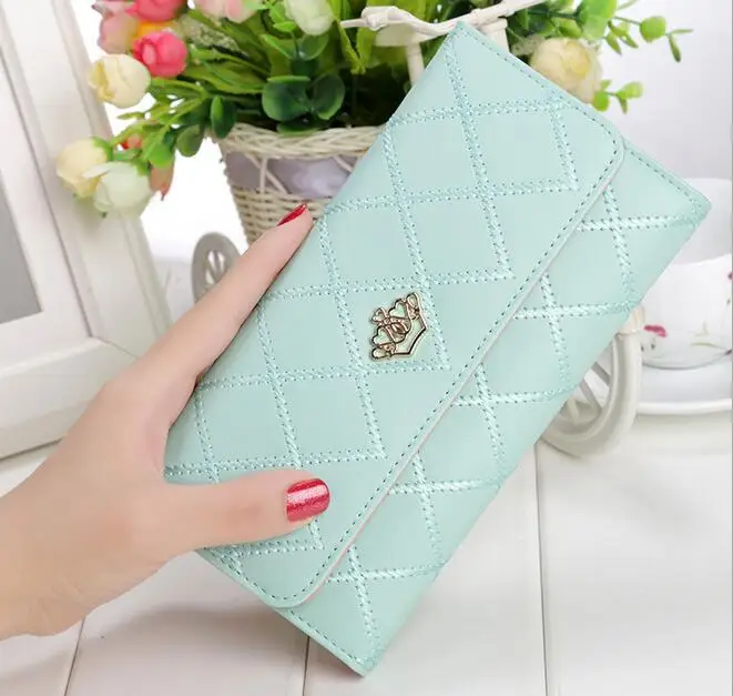 Light blue Новинка; прекрасные сумки из натуральной кожи Дамский Длинный клатч кошелек Для женщин большой Ёмкость держатель для карт из искусственной кожи кошелек для вечерние свадебные модные однотонные - Цвет: Light blue