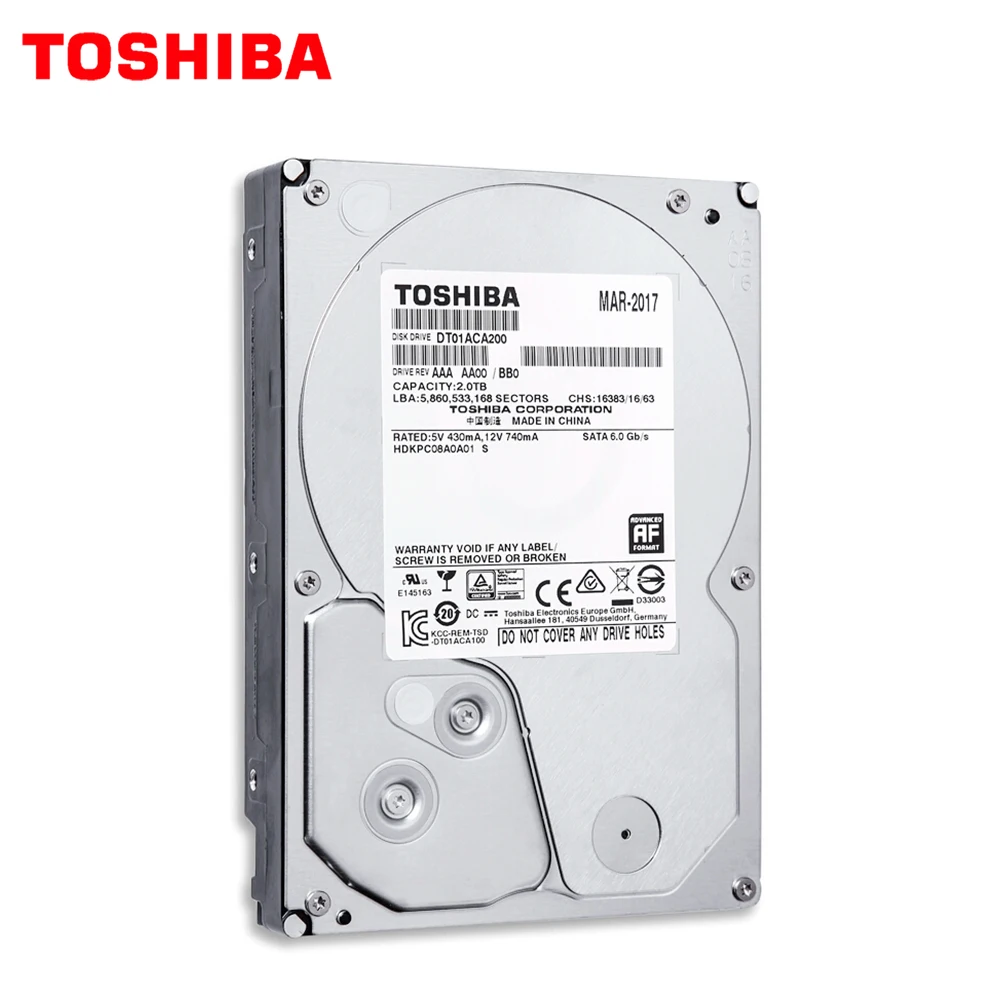 Toshiba камера видеонаблюдения AHD DVR 2 ТБ HDD 3 5 дюйма Sata3 внутренний жесткий диск Hardisk 7200