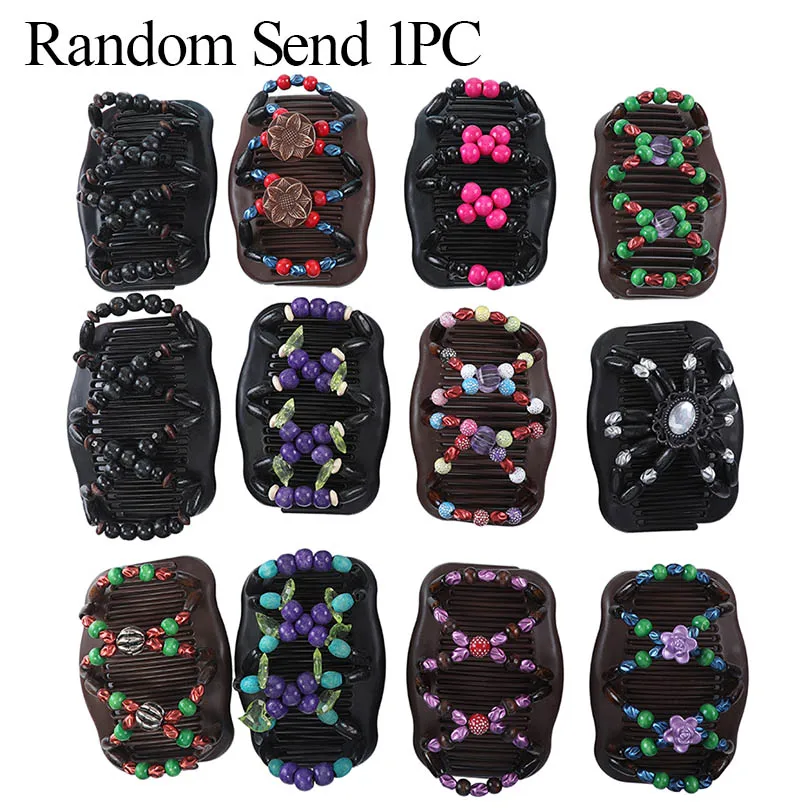 Random Send Style 1 Haimeikang, ретро, двойной, отделанный бисером, волшебный гребень для волос, заколка для волос, эластичные шпильки, эластичные гребни для волос, шпильки для женщин, аксессуары для волос - Цвет: Random Send Style 1