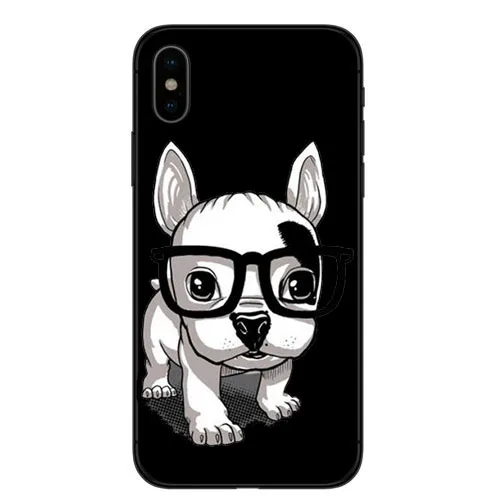 TPU Casos de telefone Buldogue Frances Arte Para iphone X XR XS MAX 8 7 6 5 4 Бостон-терьер собака Роза силиконовый Suave Fundas Coque - Цвет: TPU