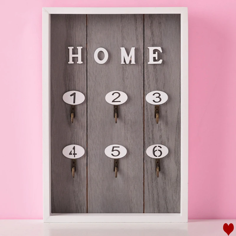 Gray Key Shelf Деревянный крючок для хранения ключей, вешалка, полка, кухонный органайзер, Настенный декор, подвесные полки, настенный стеллаж для украшения дома - Цвет: Gray Key Shelf