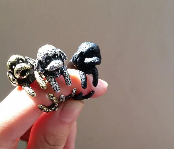 Минимальный 1 шт. животное пуделя кольцо кольца заявление ювелирное изделие