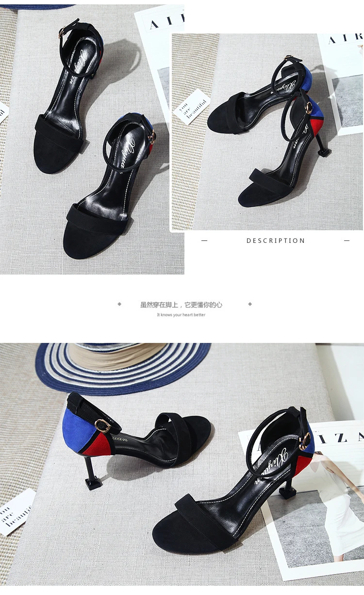 2019 New Sexy Spring Women Pumps Thin High Heel Open Toe Zipper Suede Wedding Office Ladies Sandal Shoes Sapato Feminino | Обувь